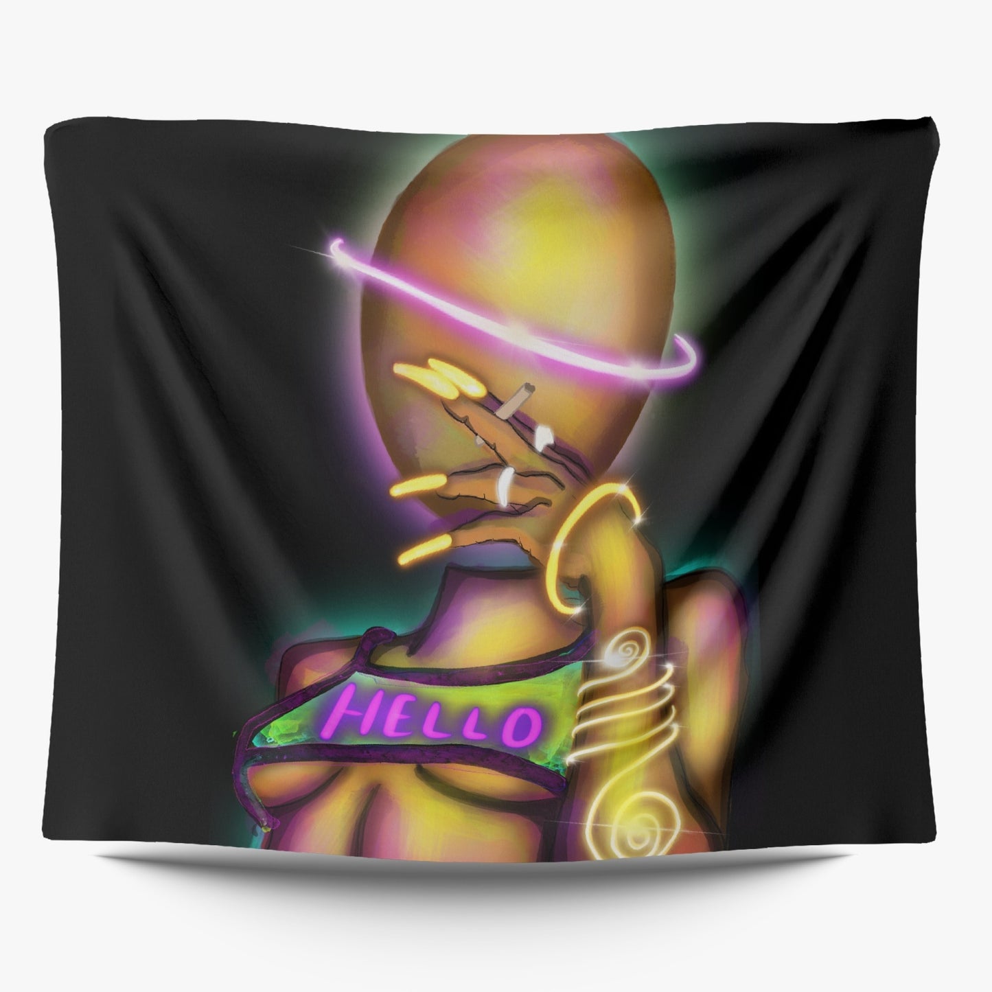 hello 2-Sized Polyester Wall Tapestry
