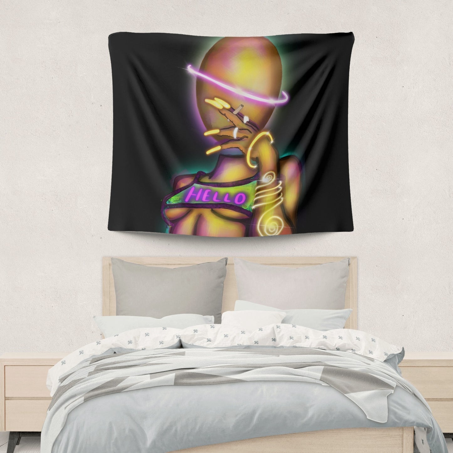 hello 2-Sized Polyester Wall Tapestry
