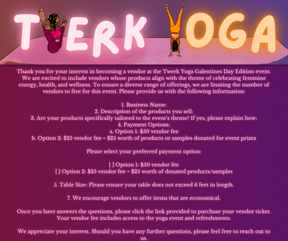 Vendor fee for Twerk Yoga
