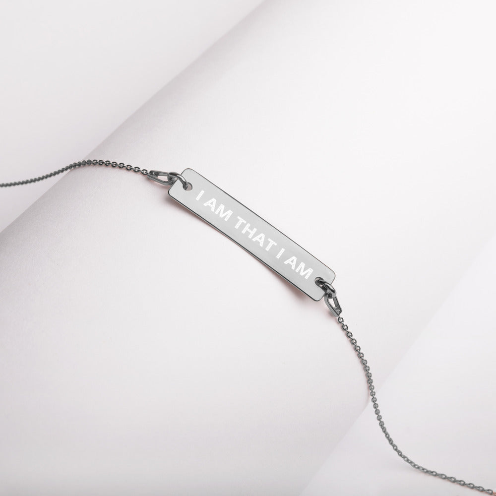 I am that I am Engraved Bar Chain Necklace